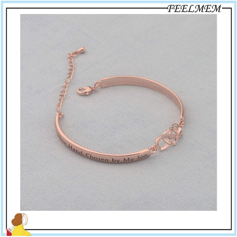 FEELMEM Daughter-in-Law Gift Bracelet You Were Hand Chosen by My Son and Are Like A to Me Gift for Daughter in Law (bar-rose gold) - Image 4